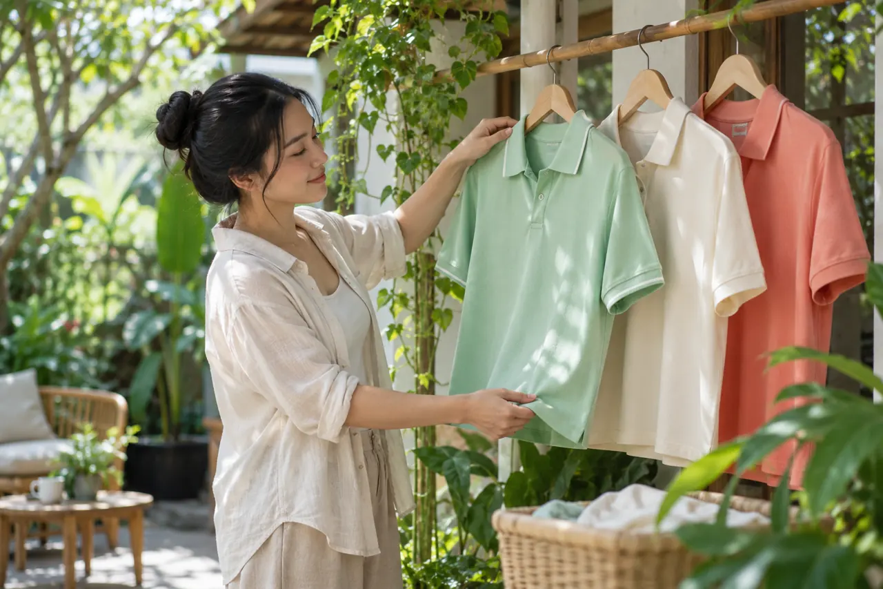 Áo polo phơi trong bóng râm