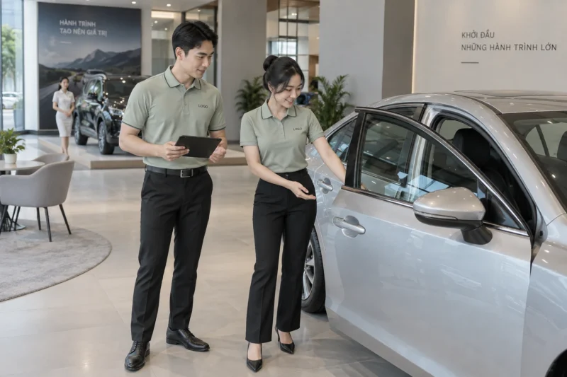 Áo polo showroom ô tô form nam nữ