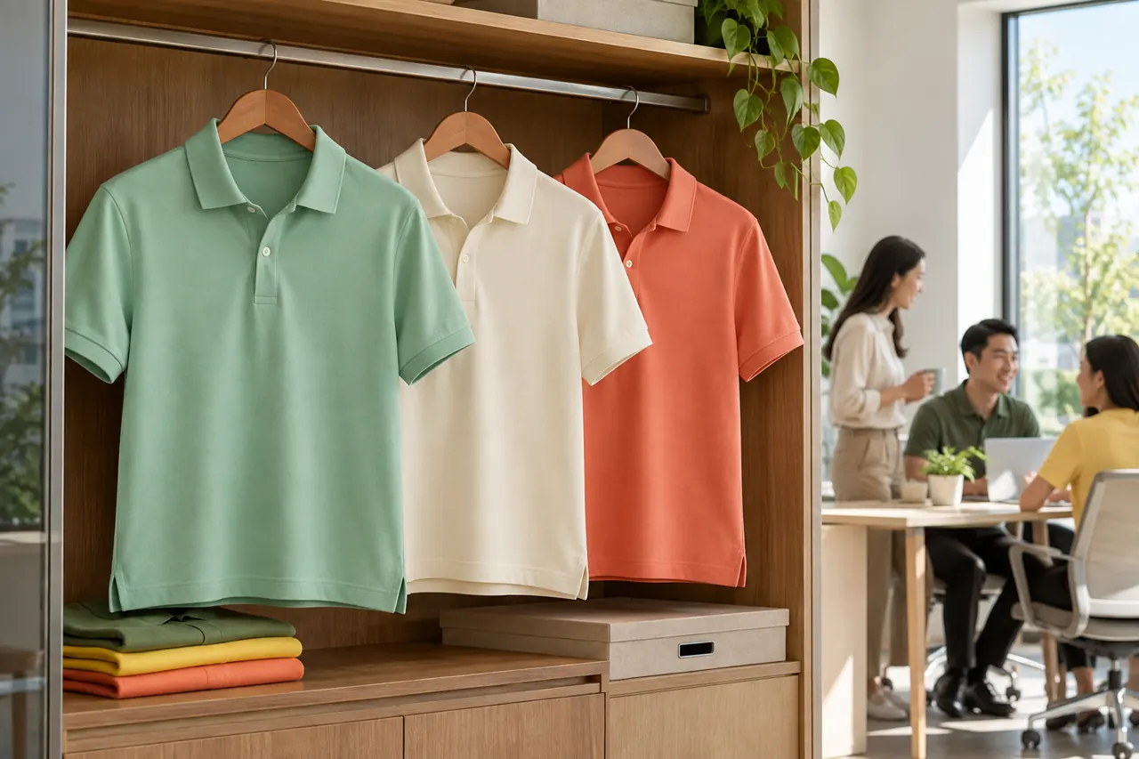 Áo polo treo gọn trong tủ văn phòng