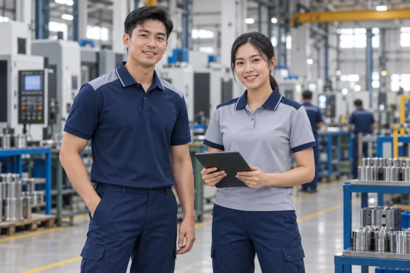 Áo polo trong bộ đồng phục kỹ thuật