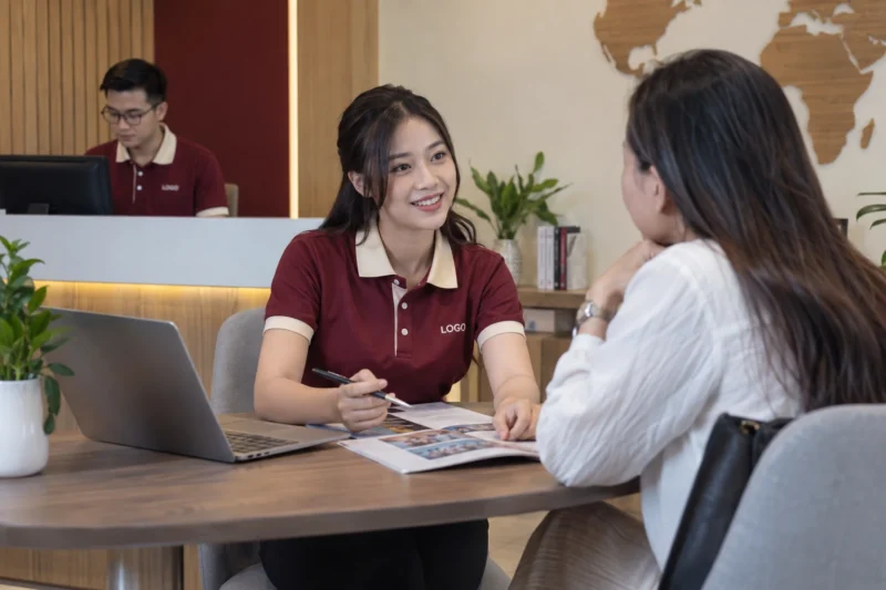 Áo polo trung tâm ngoại ngữ cho tư vấn viên