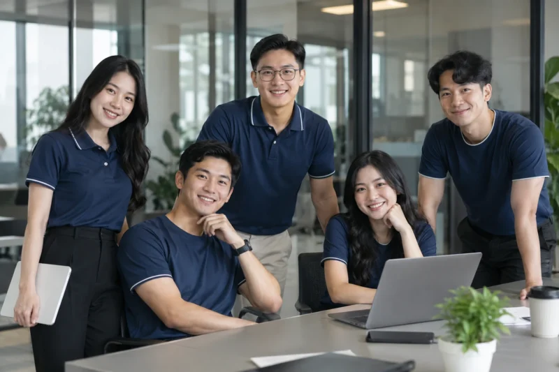 Áo polo và áo cổ tròn trong các bộ phận đồng phục công ty