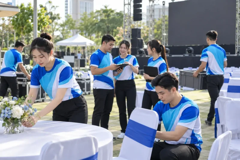 Áo sự kiện in chuyển nhiệt cho chương trình doanh nghiệp