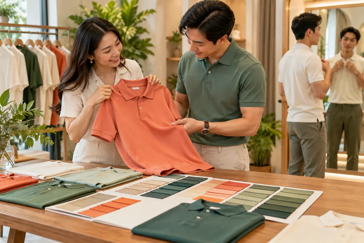 Bàn mẫu polo và bảng màu không chữ