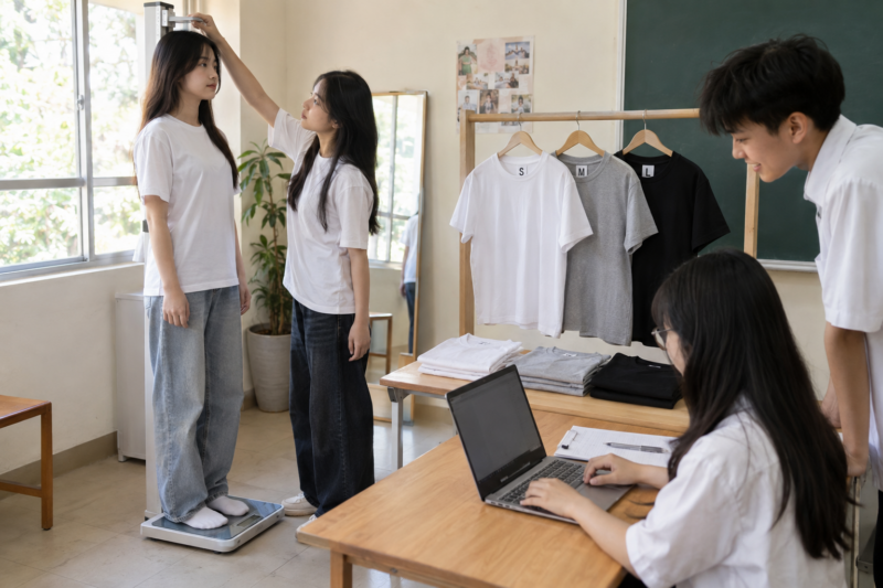 Bảng size áo lớp theo chiều cao cân nặng