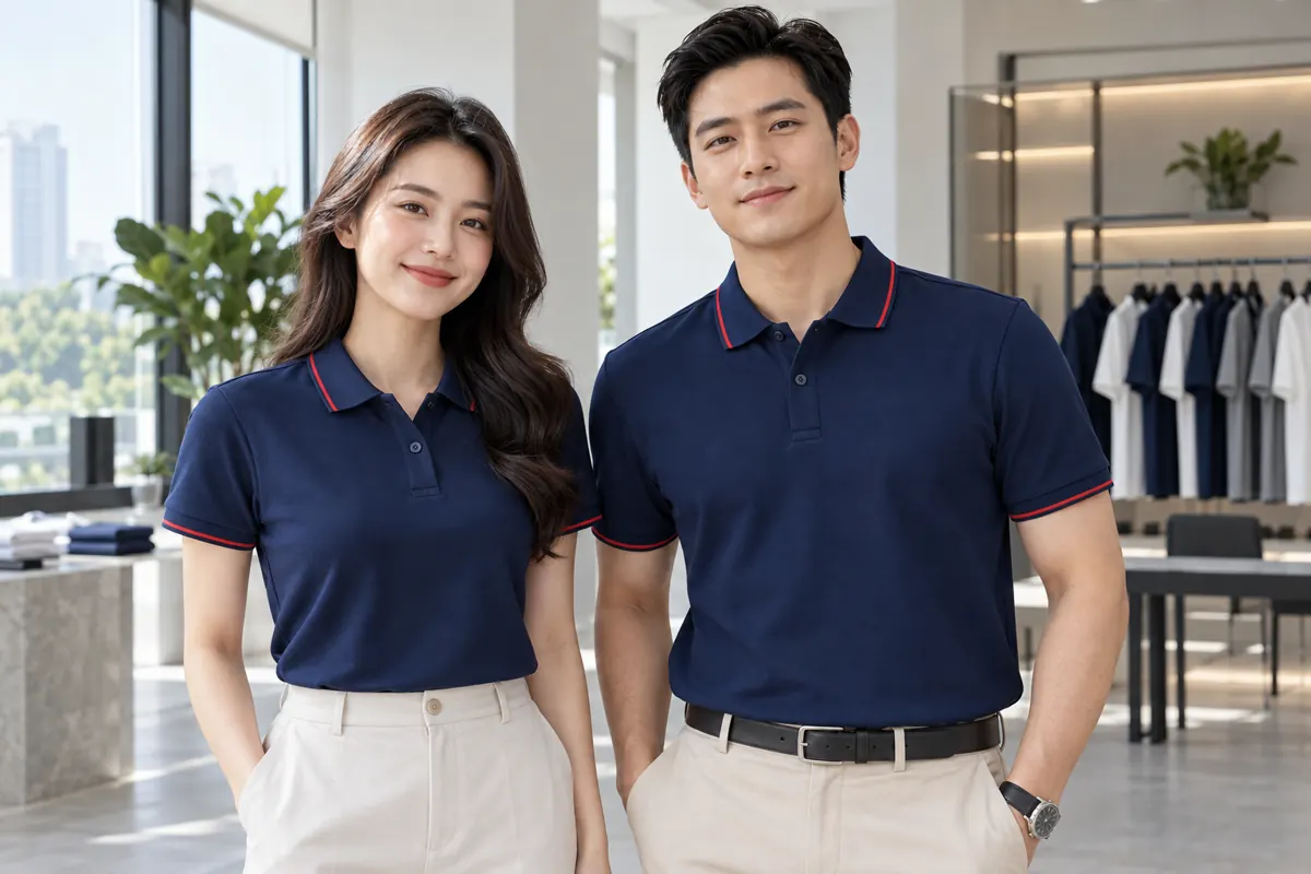 Bo cổ áo polo đồng phục đứng dáng