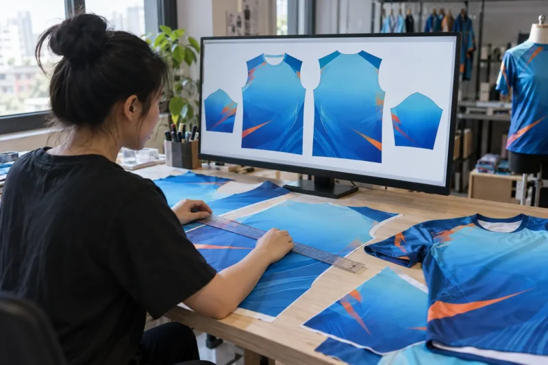 Bố trí logo câu lạc bộ trên áo chạy bộ in chuyển nhiệt