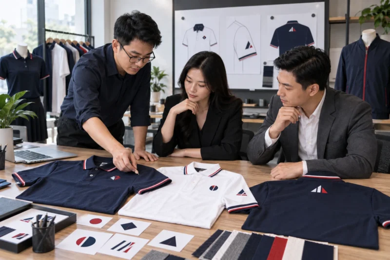 Bố trí logo trên mẫu thiết kế đồng phục công ty