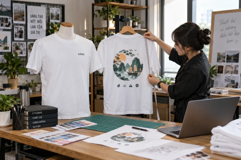 Bố trí logo và hình in trên áo sự kiện
