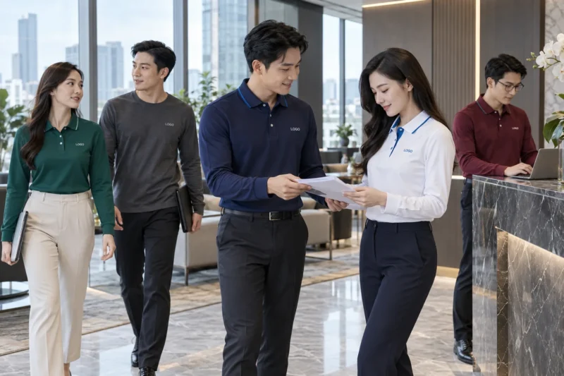 Các mẫu áo thun đồng phục tay dài trong môi trường doanh nghiệp