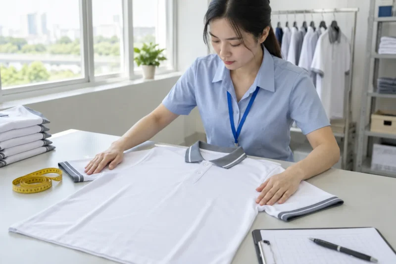 Cách trải phẳng và đo kích thước áo đồng phục