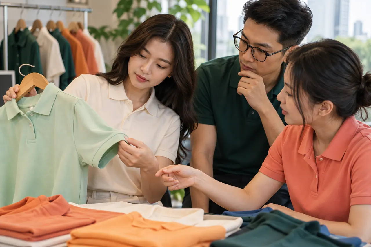 Cận bề mặt áo polo không ghi thông số