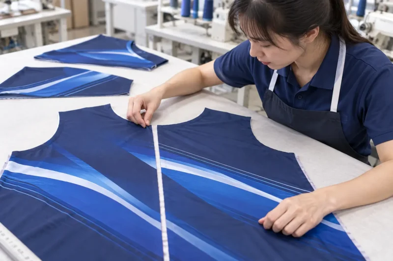 Căn họa tiết qua đường may trên rập áo