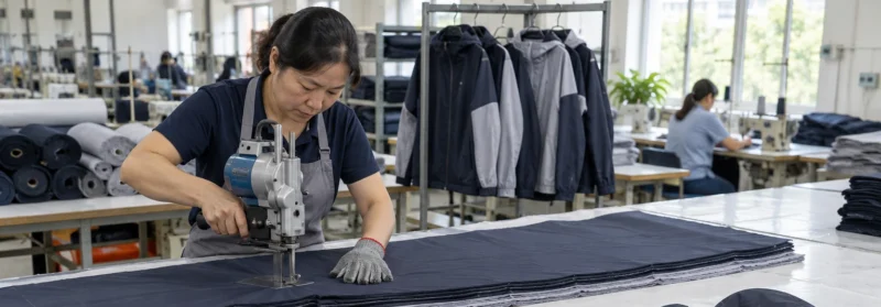 Cắt bán thành phẩm áo khoác gió