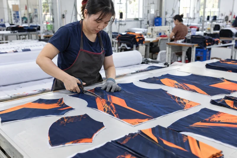 Cắt chi tiết áo sau khi in chuyển nhiệt