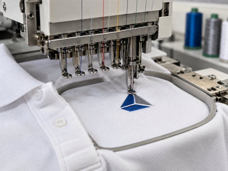 Chi phí thêu logo đồng phục trên áo polo