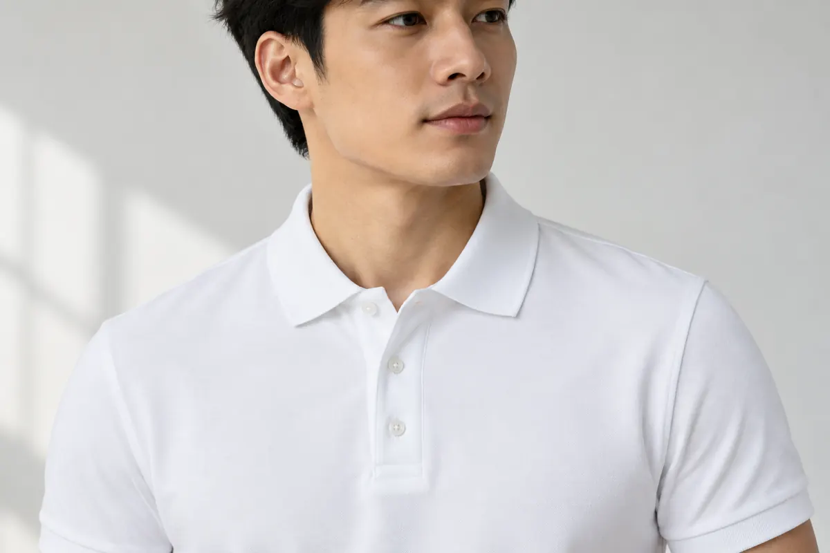 Chi tiết bo cổ và nẹp trụ áo polo