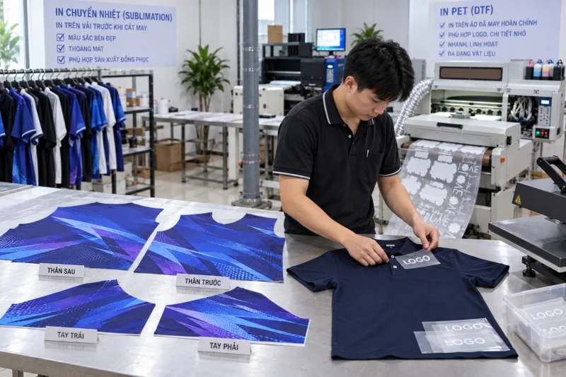 Chọn in chuyển nhiệt hay in PET theo kiểu sản xuất áo