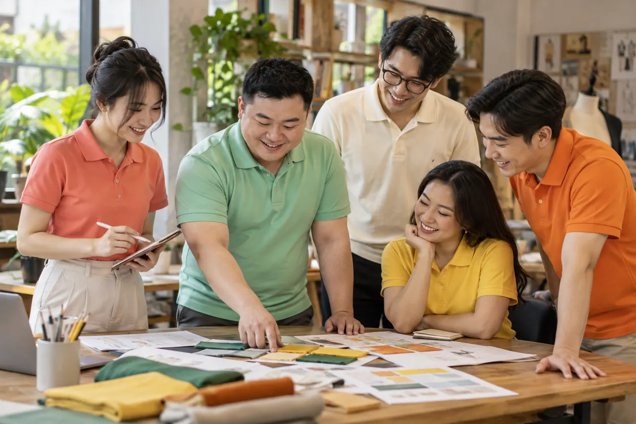 Cổ và vai polo vừa trên người dáng thấp