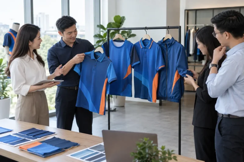 Đặt may đồng phục công ty in chuyển nhiệt tại VIE Uniform