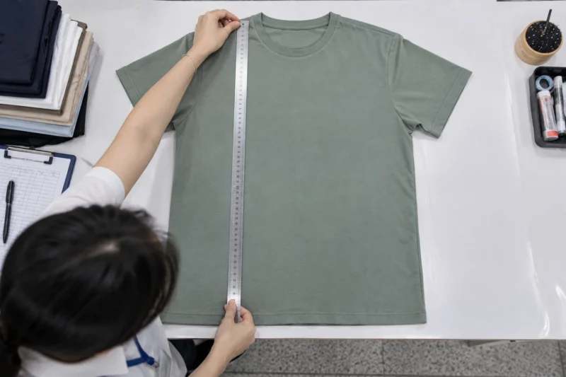 Đo chiều dài áo thun đồng phục