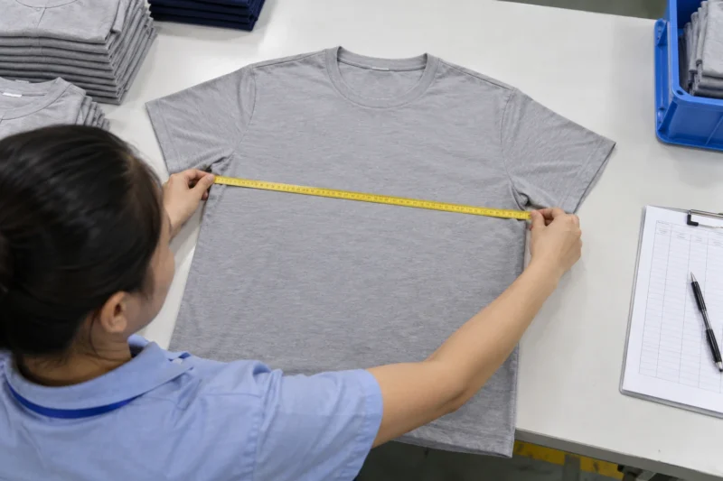 Đo kích thước áo đồng phục khi nghiệm thu