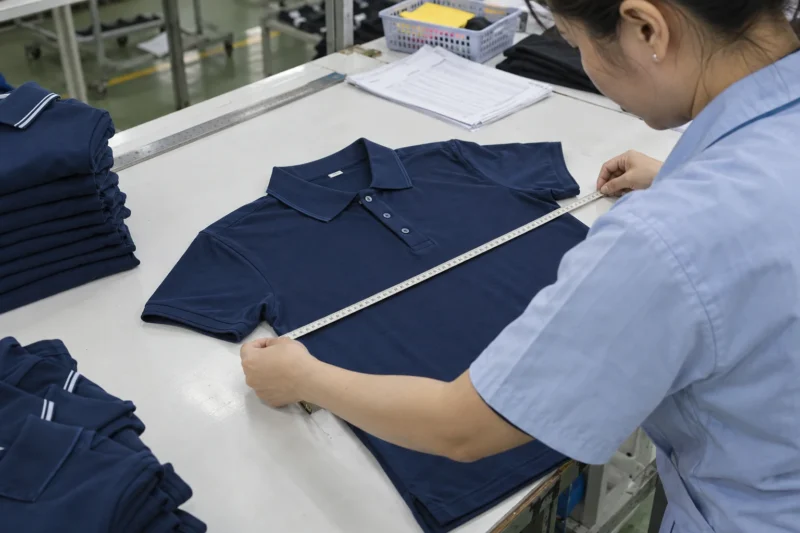 Đo thông số size áo đồng phục thành phẩm