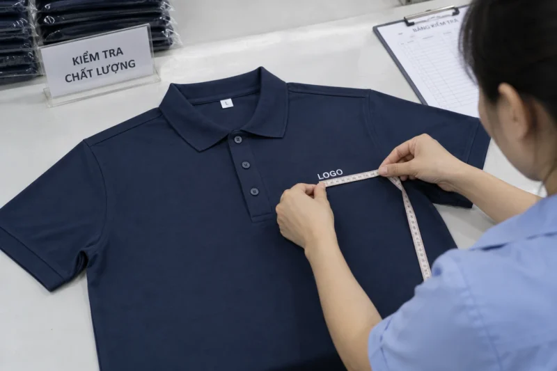 Đo vị trí và kích thước logo trên áo thành phẩm