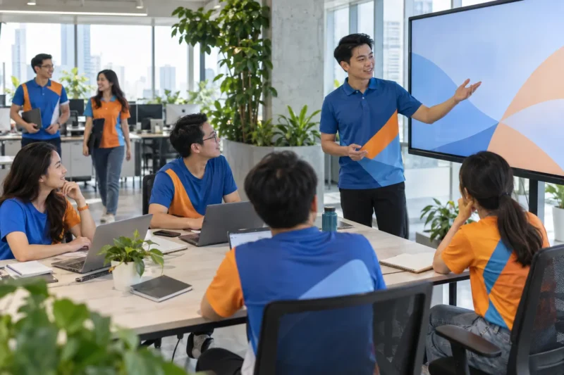 Doanh nghiệp phù hợp với đồng phục công ty in chuyển nhiệt