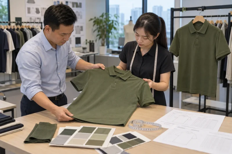 Đối chiếu kích thước thành phẩm với áo mẫu đã duyệt
