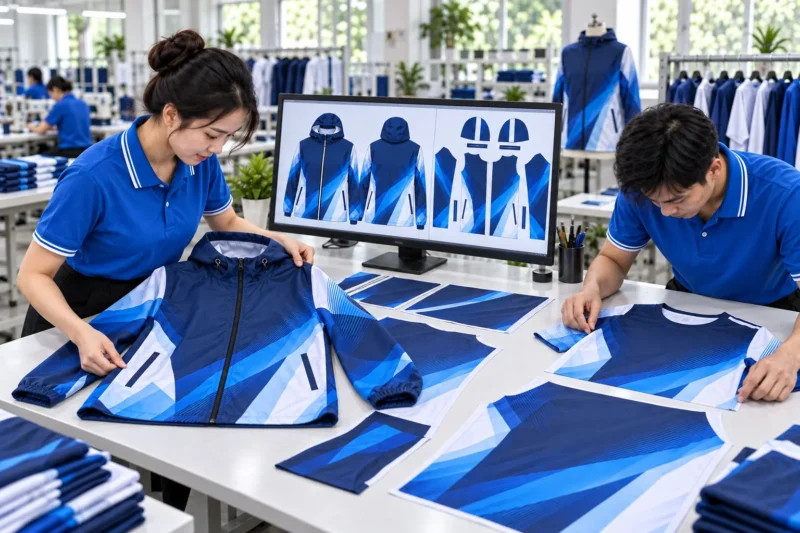 Đối chiếu mockup file sản xuất và áo hoàn thiện