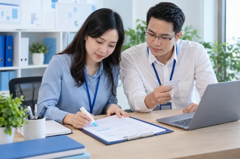 Đối chiếu thông tin các bên trong hợp đồng đặt may đồng phục