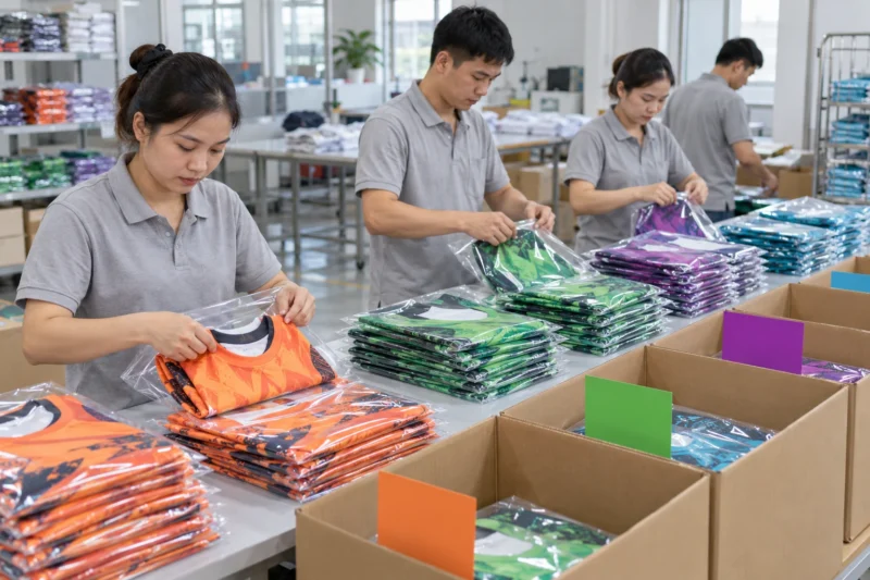 Đóng gói áo in chuyển nhiệt số lượng lớn theo đơn vị