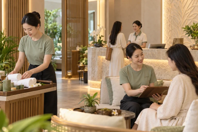 Đồng phục áo thun spa: mẫu đẹp cho kỹ thuật viên và lễ tân