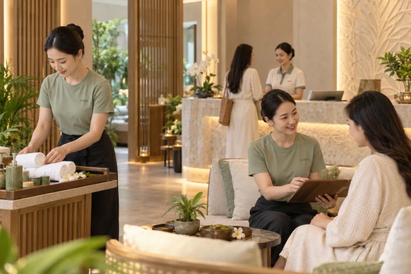 Đồng phục áo thun spa cho kỹ thuật viên và lễ tân
