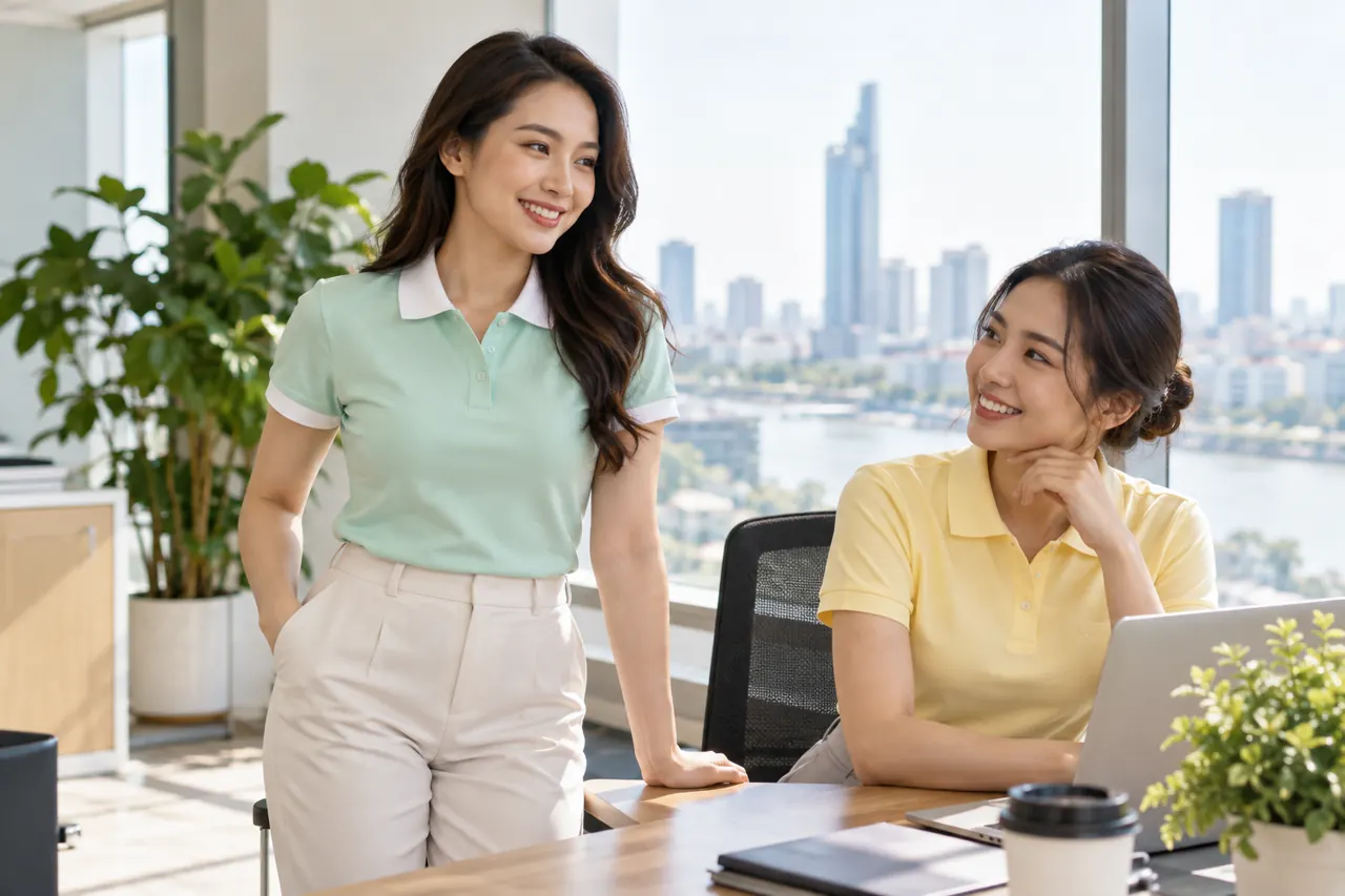 Đồng phục màu mint ở nơi làm việc