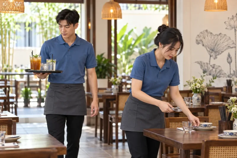 Đồng phục phục vụ nhà hàng thuận tiện khi làm việc