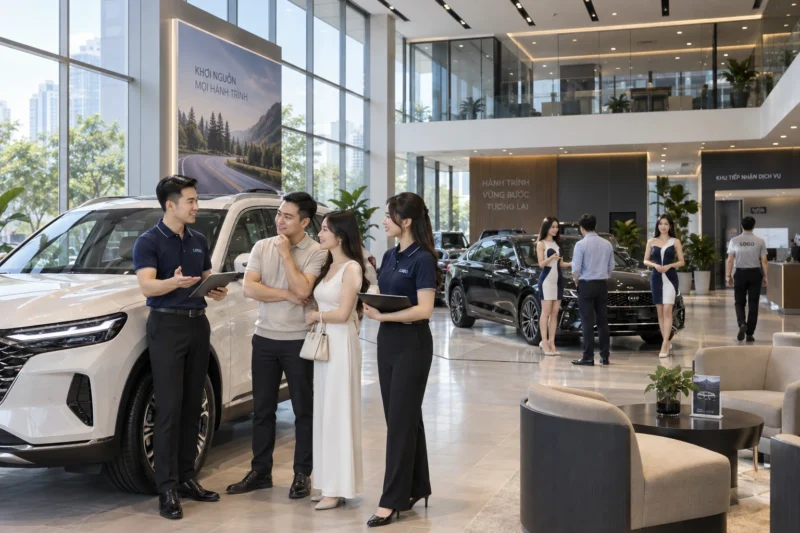 Đồng phục showroom ô tô cho nhiều vị trí công việc