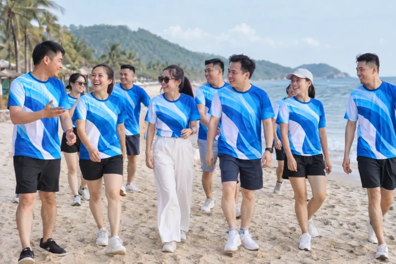 Đồng phục team building in chuyển nhiệt cho doanh nghiệp