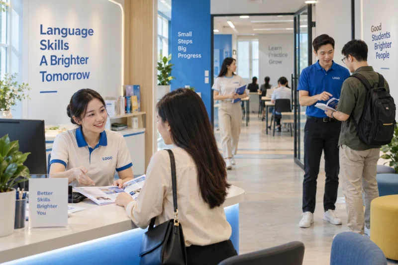 Đồng phục trung tâm ngoại ngữ cho giáo viên và nhân viên
