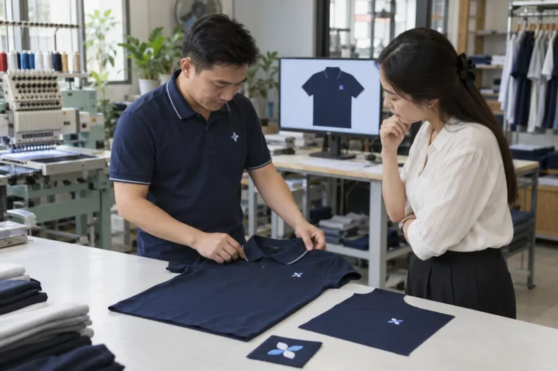 Duyệt kích thước logo thêu trước khi sản xuất