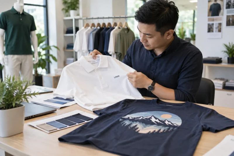 Duyệt logo in thêu trên áo đồng phục