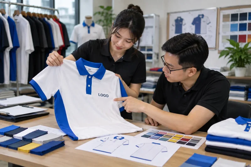 Duyệt mẫu áo đồng phục quảng bá trước khi sản xuất