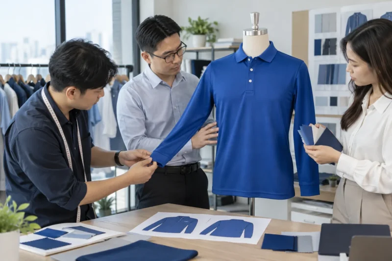 Duyệt mẫu áo thun đồng phục tay dài trước sản xuất