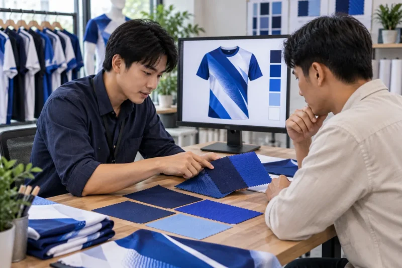 Duyệt màu file in chuyển nhiệt áo thun trên mẫu vải