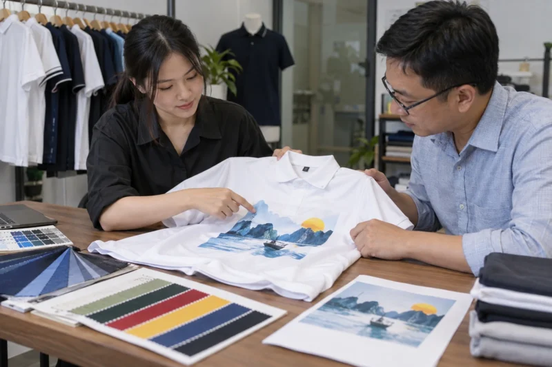 Duyệt mẫu hình in trước khi sản xuất áo đồng phục