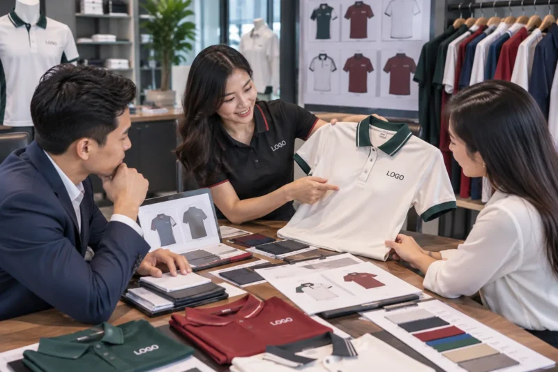 Duyệt mẫu trước khi may đồng phục bất động sản