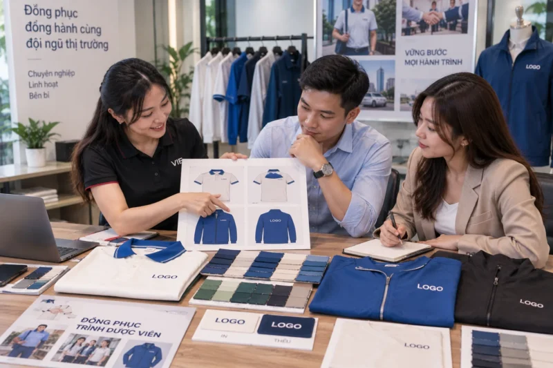 Duyệt mẫu trước khi may đồng phục trình dược viên