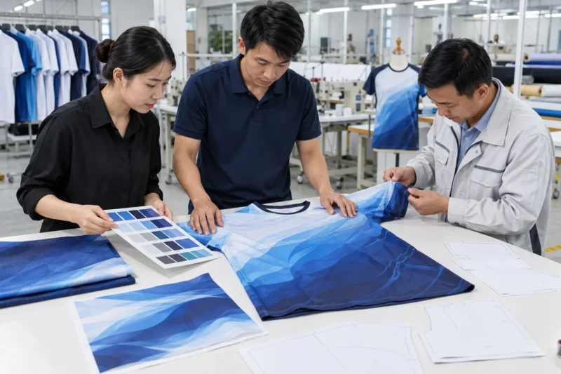 Duyệt mẫu vải Coolmax in chuyển nhiệt trước khi sản xuất