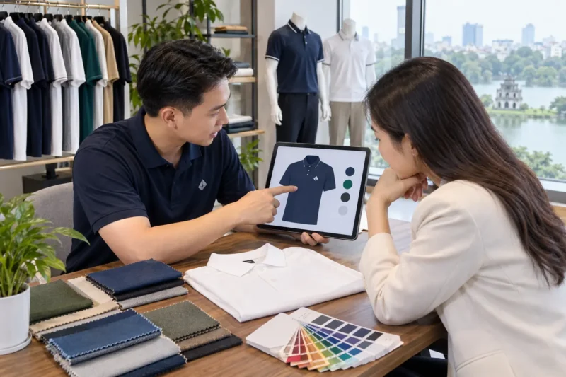 Duyệt mockup logo trước khi in áo gấp